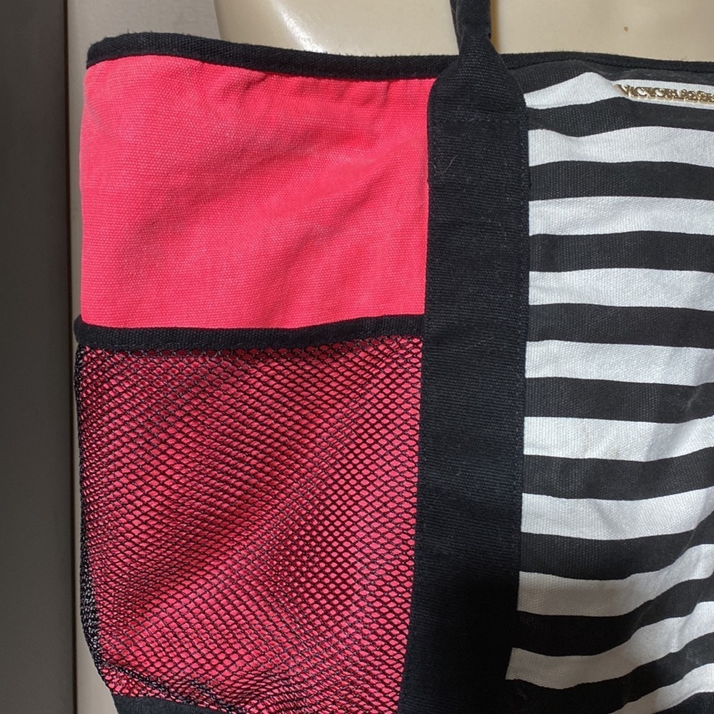 Victoria Secret Tote Bag Large Canvas Pink Black​​​ - Picture 3 of 6